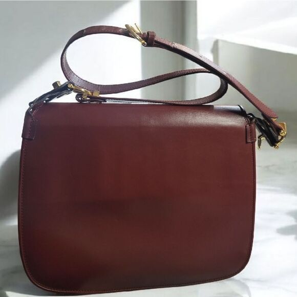 Cartier BORDEAUX and Gold Shoulder SADDLE Bag with Flap Closure VINTAGE - Picture 8 of 16